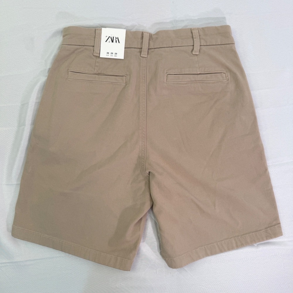 Zara Man Tan Khaki Chino Shorts Size 29 New NWT 8727/425/710 Textured Cotton - Picture 5 of 9